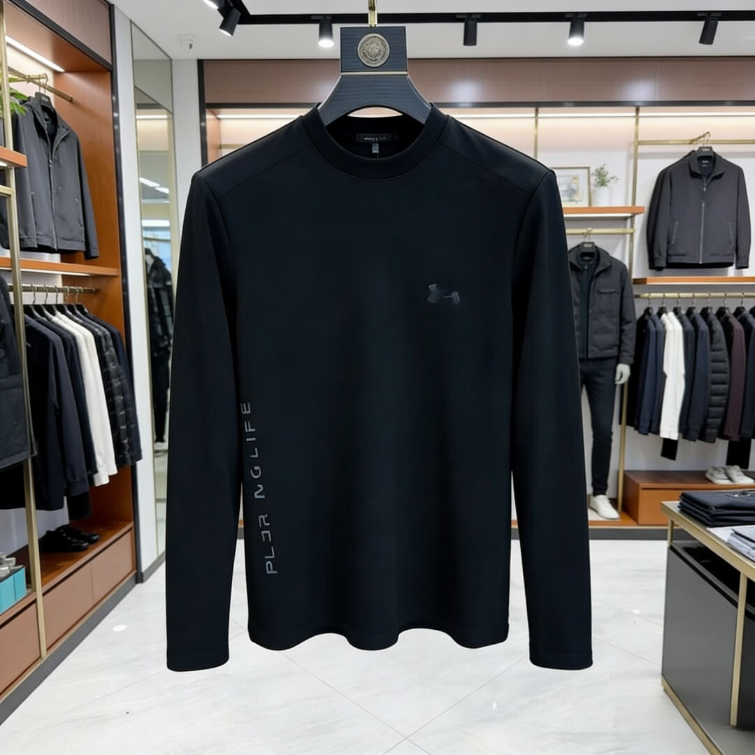 新款男士冬季圆领加绒长袖T恤