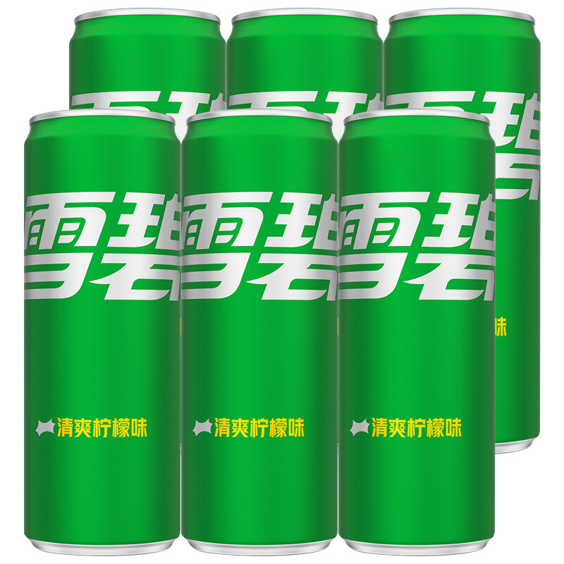 可口可乐 雪碧清爽 柠檬味汽水330ml*6罐细长罐 新老包装随机发