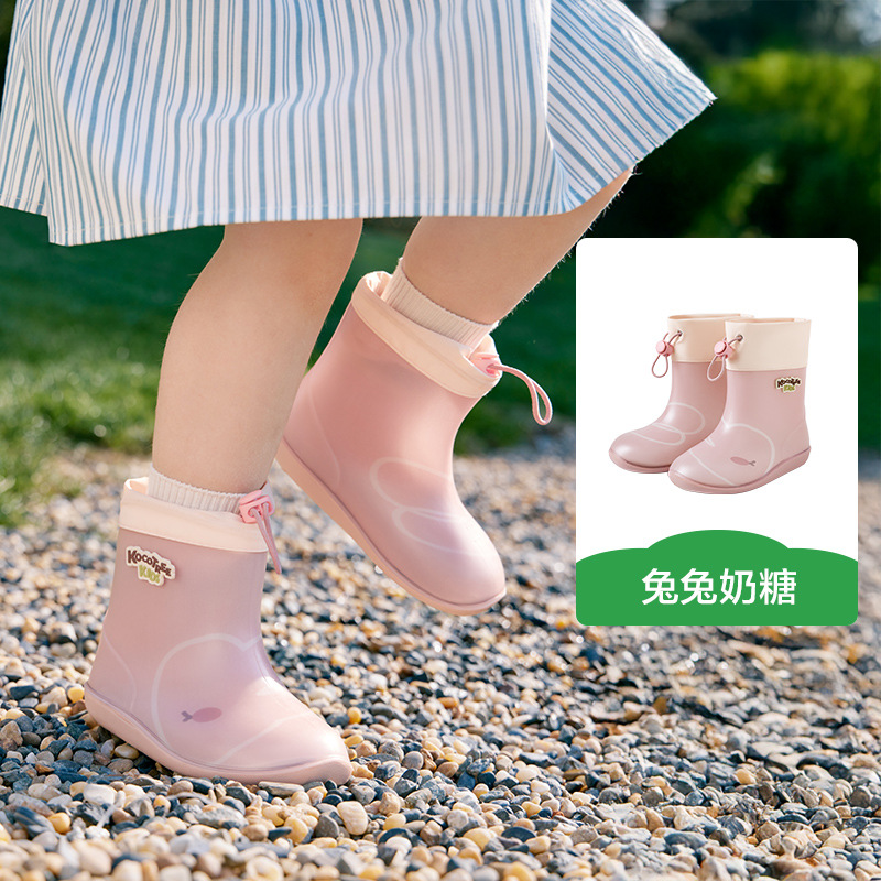 可爱兔子恐龙雨鞋儿童女孩2岁赶海短筒防滑3到6岁束口轻便雨靴