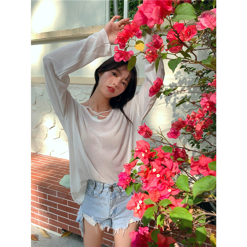 Real shot cross backless sun proof sweater