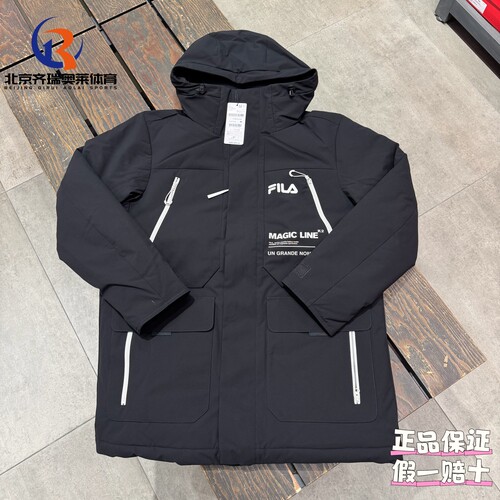 FILA斐乐ORIGINALE连帽中长款长袖羽绒服男款F11M449903FBK