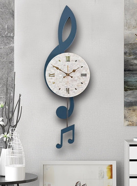 音符挂钟客厅现代简约石英钟表时尚潮流创意轻奢家用2021网红时钟