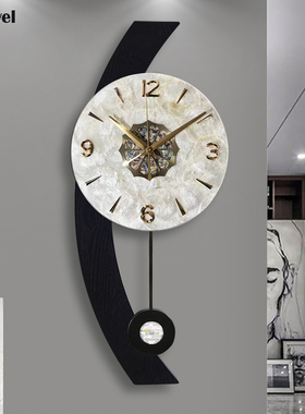 2024现代钟表简约挂钟挂墙钟表轻奢贝壳挂钟创意钟表客厅钟表挂钟