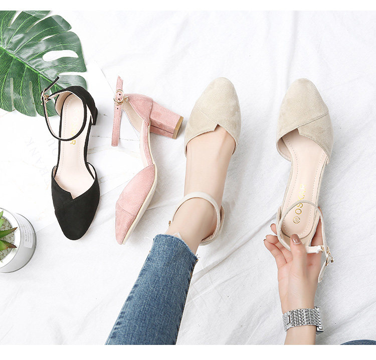 2019新款韩版粗跟凉鞋女夏中跟包头小码31 32 33女士一字扣高跟鞋在类目 女鞋, 凉鞋中 - 来自Buy2taobao.com提供专业的淘宝代购服务