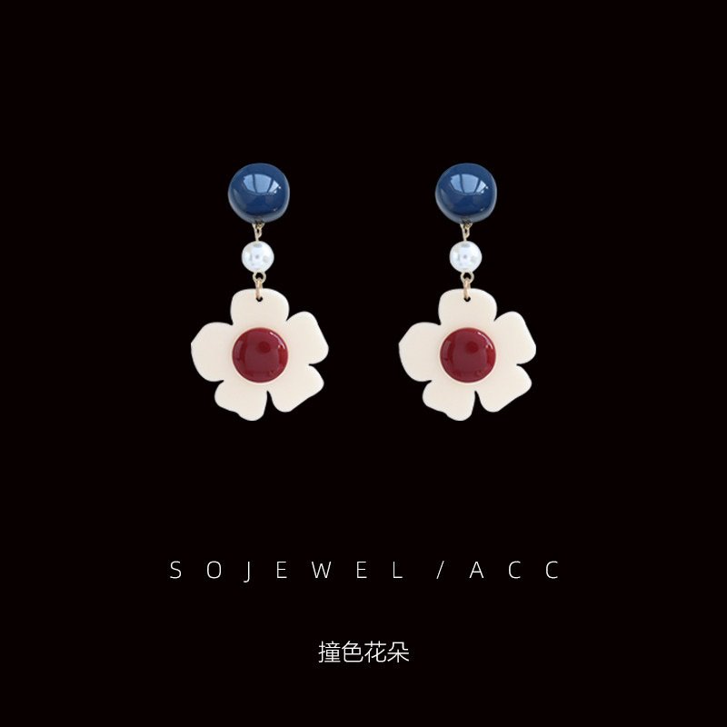 复古撞色花朵耳环日系小众港风慵懒法式ins气质耳饰无耳洞耳夹女,饰品/流行首饰/时尚饰品新,耳环,淘宝优惠券,粉丝福利购,淘宝优惠卷