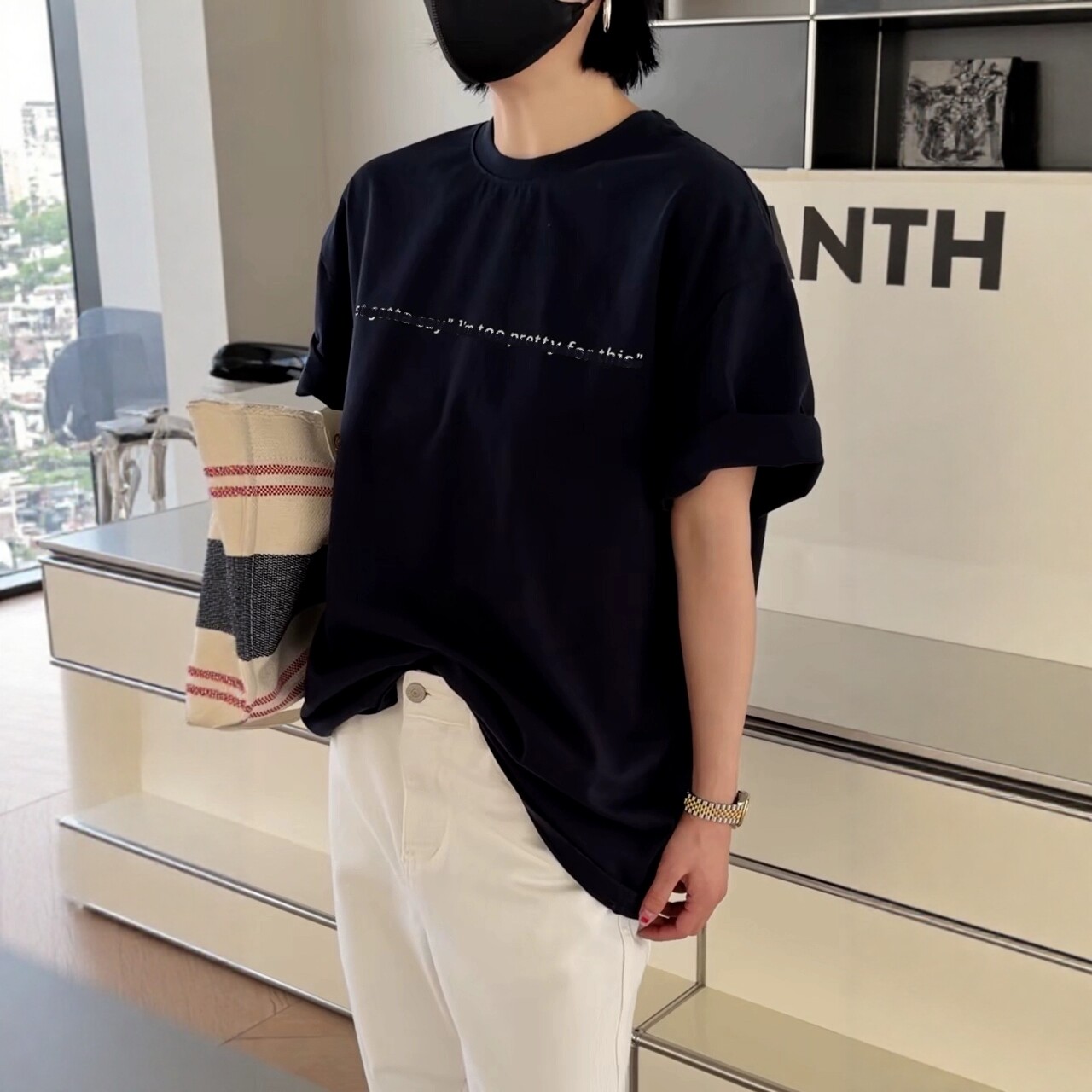 诗歌兰欧韩女装2026春季新款2755字母短袖T恤中性风宽松休闲百搭