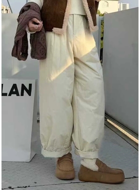 诗歌兰女装2025冬款 68771慵懒个性简约松紧腰休闲裤九分棉裤女