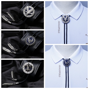 领结领绳配饰 项链衬衫 复古风bolo tie十字架老鹰龙头波洛领带男士