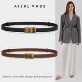 真皮腰带女2023新款 外套大衣皮带细可调节腰链百搭时尚 装 饰配西装