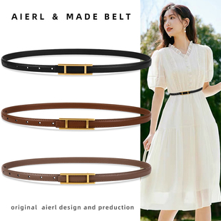 百搭黑色内穿 时尚 真皮细腰带女装 饰配裙子连衣裙女士皮带2024新款