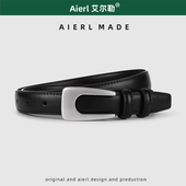 女士皮带真皮牛皮简约百搭腰带女款 带黑色休闲细 饰配牛仔裤 时尚 装