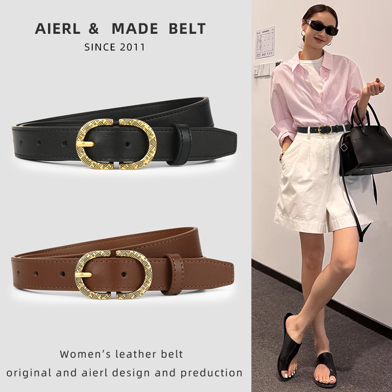 女士真皮牛皮百搭腰带时尚裤带细