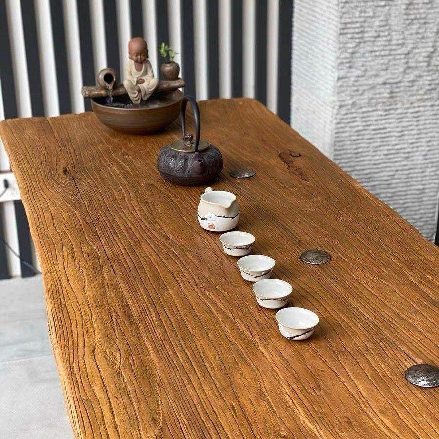 老榆木老门板茶桌实木做旧桌子复古风民宿餐桌风化木桌面木板定制,商业/办公家具,茶台/茶桌,淘宝优惠券,粉丝福利购,淘宝优惠卷