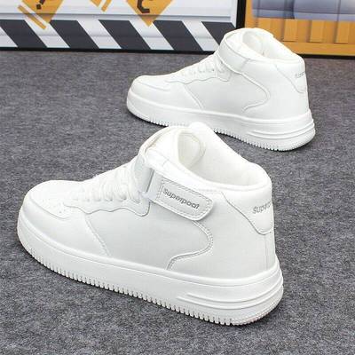 白色高帮鞋男厚底韩版百搭真皮板鞋欧洲站男女潮流内增高小白鞋男