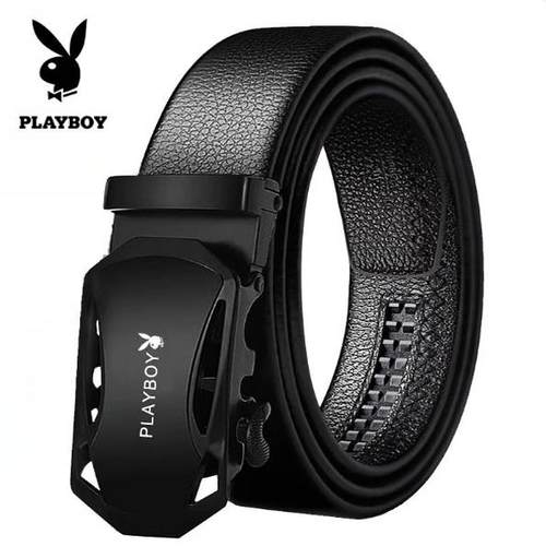 花花公子皮带男士皮自动扣腰带休闲潮流百搭青年韩版皮裤带年轻人