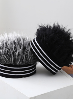 假发男短发帽子假发一体女秋冬季地主帽男女抖音网红街头流氓帽