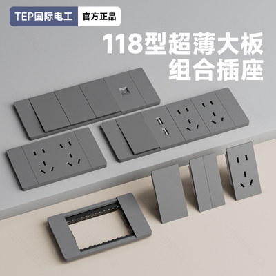 TEP国际电工118型肤感灰色插座