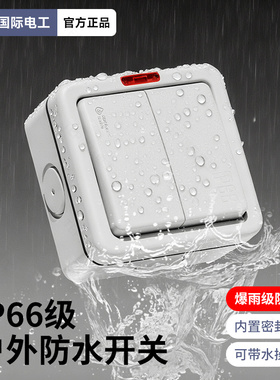 86型明装户外IP66防水开关按钮室外工业电源防雨单开双控面板墙壁