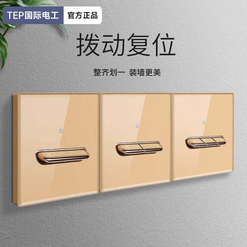 TEP国际电工钢化玻璃拨杆插座