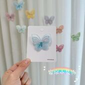 新款 婚礼装 饰小配件小饰品双层刺绣网纱蝴蝶别针窗纱帘门飘窗挂件