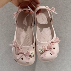 粉色蝴蝶结芭蕾鞋扣适配Crocs