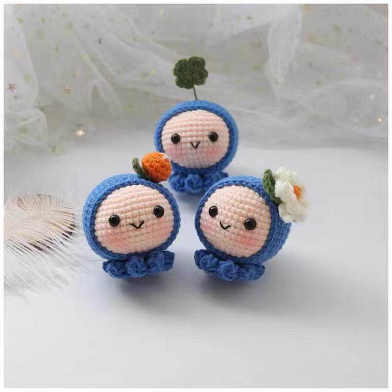 diy手工制作礼物海蜇柑橘宝宝钥匙扣新款针织玩偶材料包创意摆件