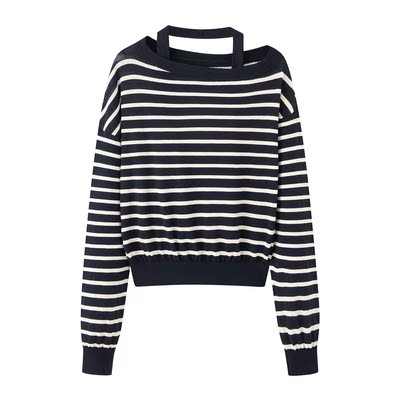 艾诺丝2026春条纹卫衣两件套