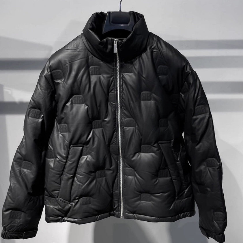 G家男装2025黑色立领短款pu皮衣羽绒服保暖外套厚款G25XY24030000