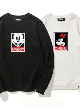 迪斯尼米奇米妮情侣卫衣qlz儿童亲子装学生纯棉宽松大小码男外套