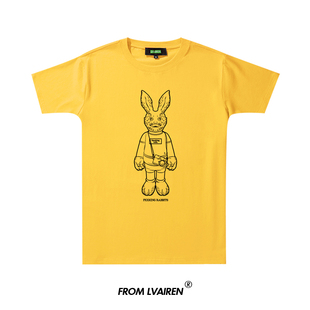 原创fxxking rabbits頭狂兔T恤陈冠希潮牌短袖休闲棉青少年5分袖