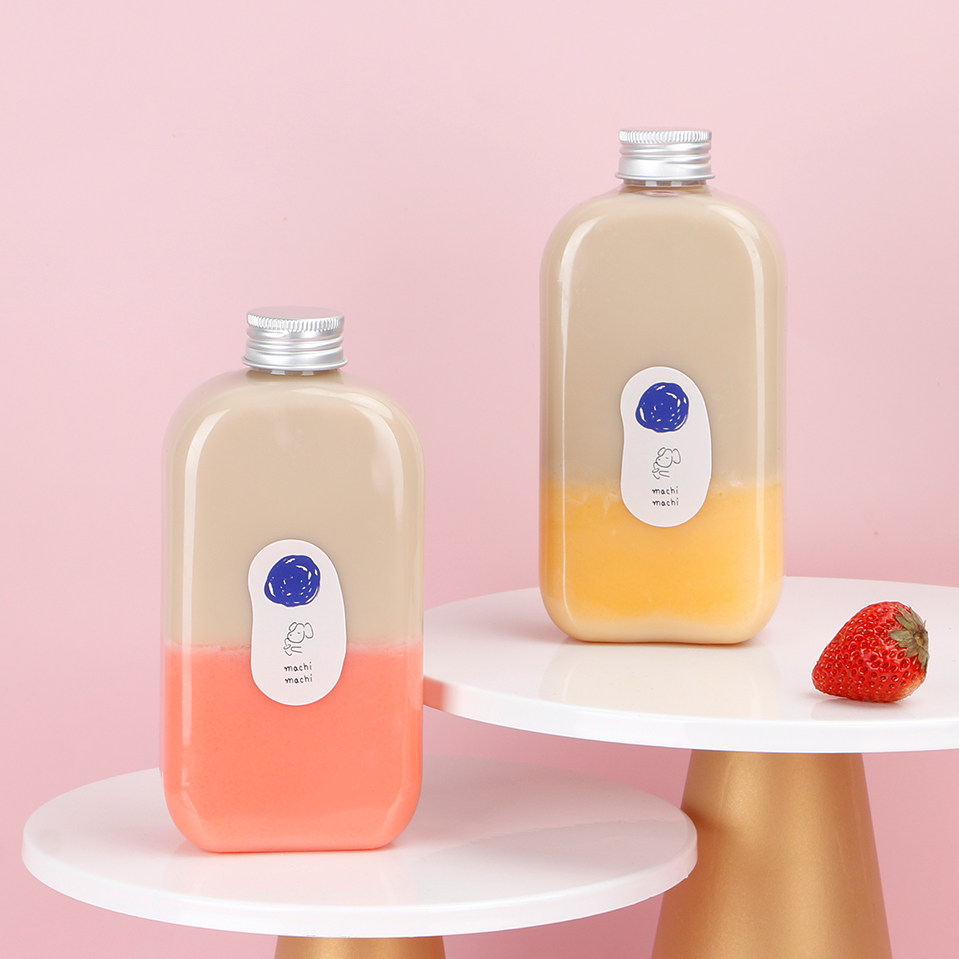 网红奶茶瓶400ML 杰伦同款一次性果汁饮料瓶子 PET塑料奶饮料茶杯