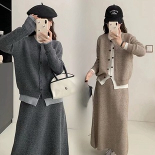 秋冬季 160斤 洋气大码 毛衣裙子显瘦 孕妇哺乳连衣裙时尚 清