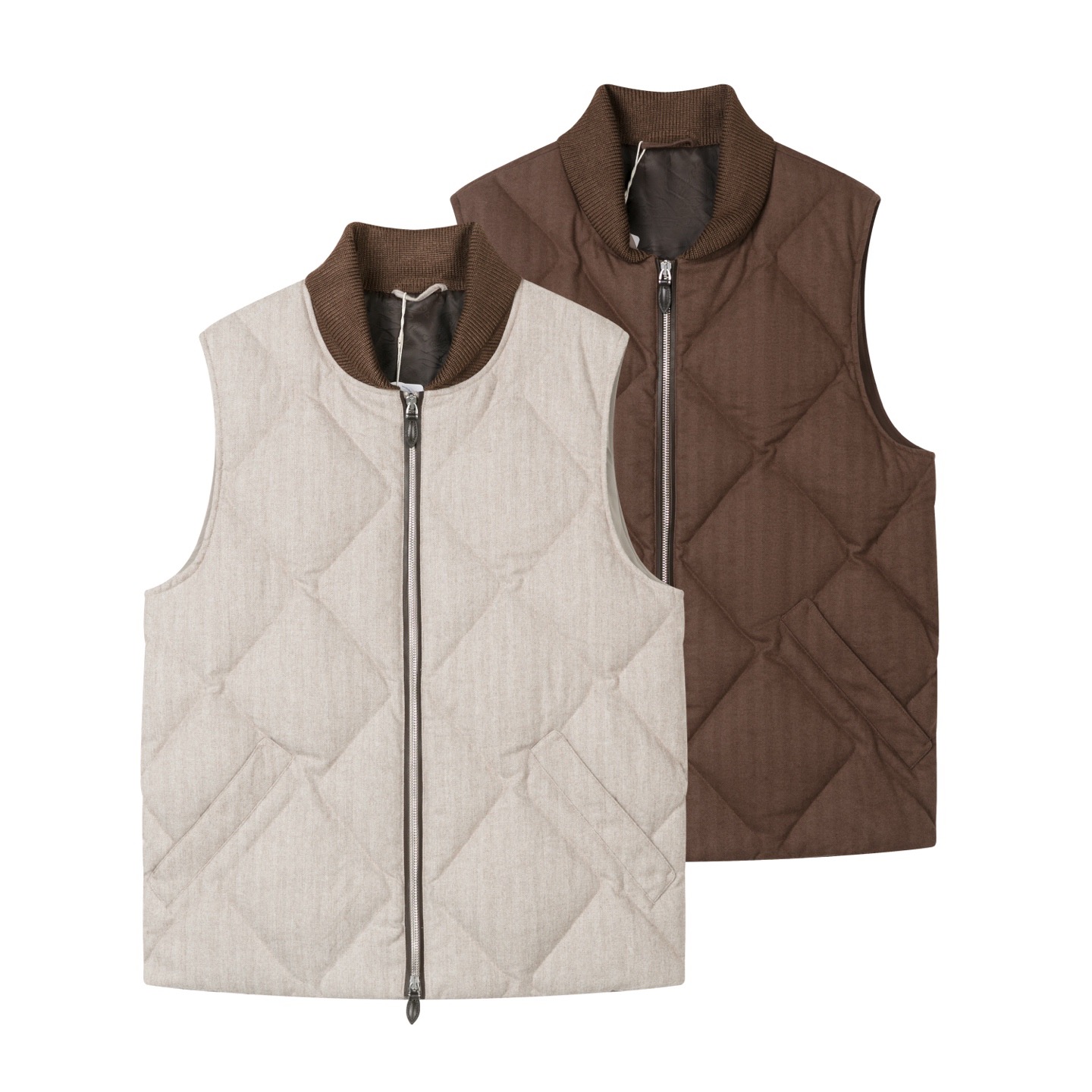 老钱保暖立领白鹅绒外套马甲男