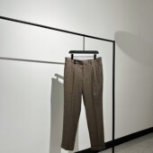 职场高阶通勤 脚亚麻混纺直筒休闲西裤 经典 卷边裤 男 单褶裁剪