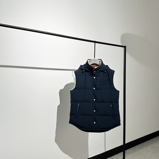 休闲保暖鹅绒背心马甲男 可脱卸连帽衣领羊羔毛冬季 渠道好货品