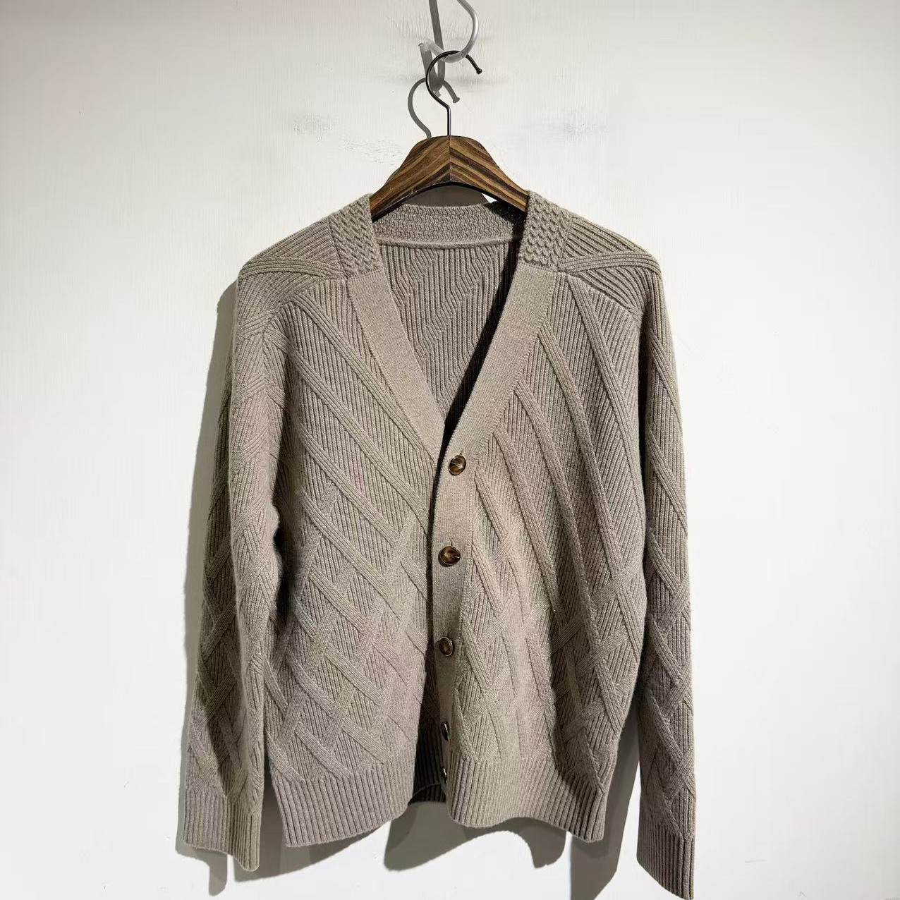 老钱百搭休闲弹力针织羊绒开衫男