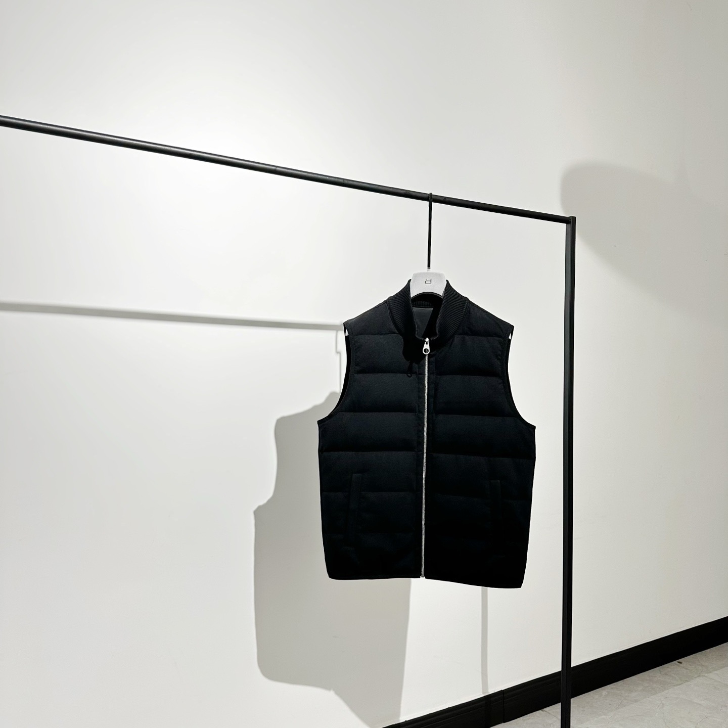 立领羊毛混纺白鹅绒外套马甲男