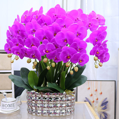 仿真蝴蝶兰大盆保湿手感装饰花客厅茶几花艺电视柜玄关假花摆件