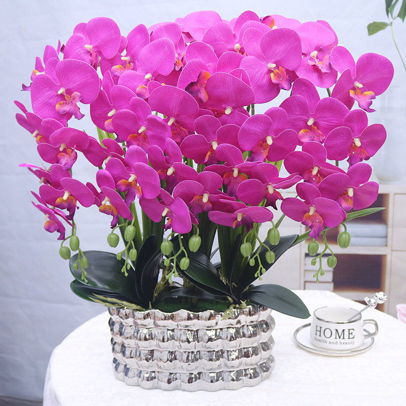 手感PU蝴蝶兰仿真花高档客厅装饰花电视柜餐桌假花婚房茶几摆设花