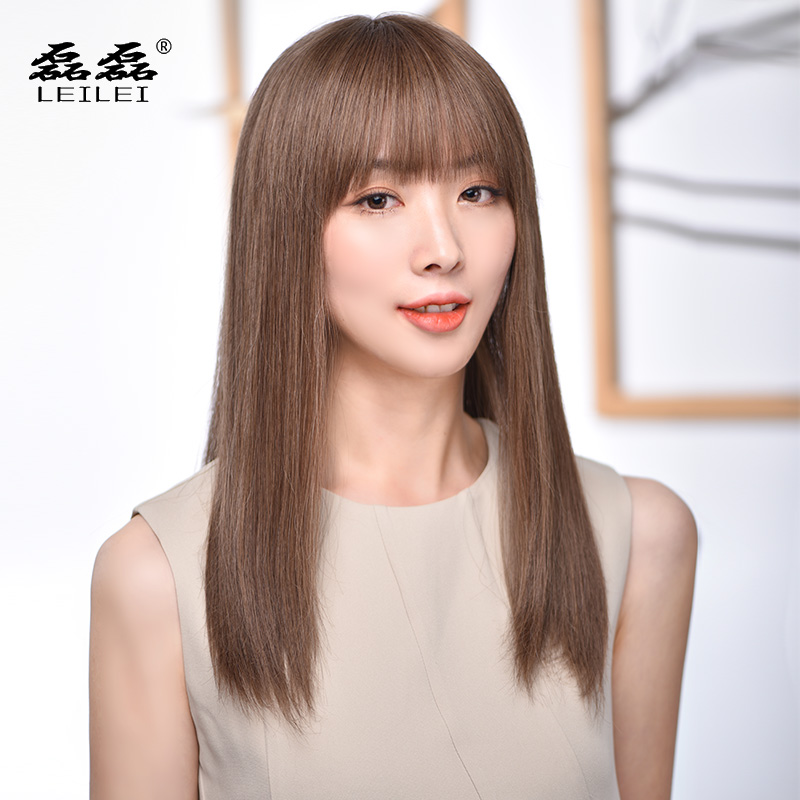 2021年长发直发,2021年直发发型 假发女长发夏2021新款进口蛋白丝递针顶旋空气刘海全头套时尚直发