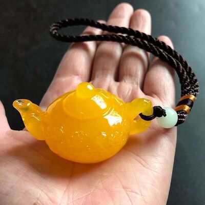 今日【都在抢】新款正品缅甸鸡油黄把把壶挂饰豪运连连汽车钥匙扣