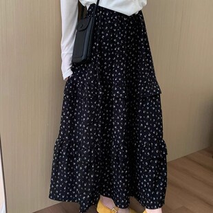 大码胖mm温柔气质碎花半身裙女夏季新款高腰显瘦百搭a字中长裙子