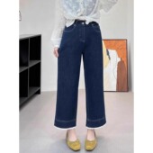 梨形身材显瘦弹力小个子九分牛仔裤 夏季 女大码 蕾丝拼接直筒裤 新款