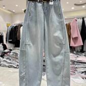 胖MM宽松显瘦直筒阔腿长裤 高腰大码 女秋冬新款 欧货加绒弯刀牛仔裤