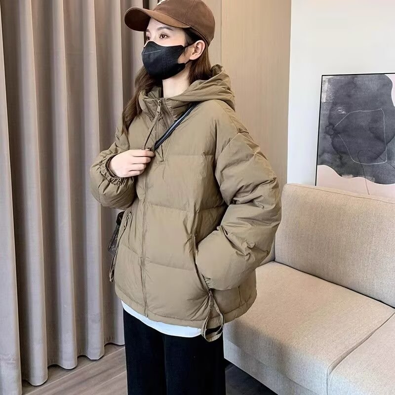 大码胖mm羽绒棉服女冬季新款宽松时尚百搭休闲连帽加厚短款外套潮