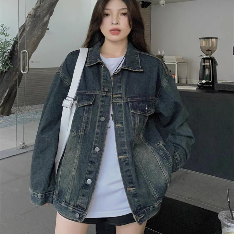 美式复古夹克牛仔外套女