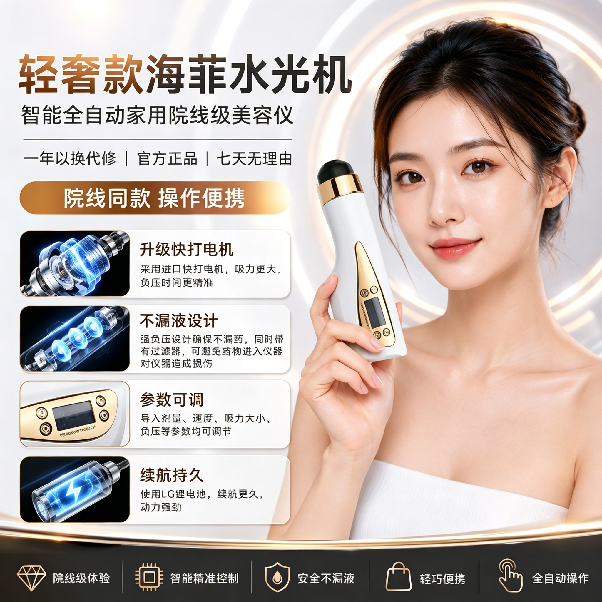 海菲水光机家用负压导入仪菲萌美容仪美容院专用全自动水光仪器