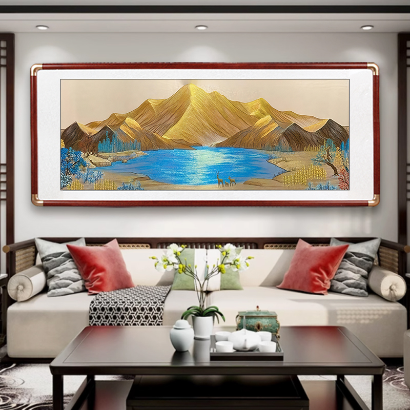 山水画客厅沙发背景墙装饰画金山