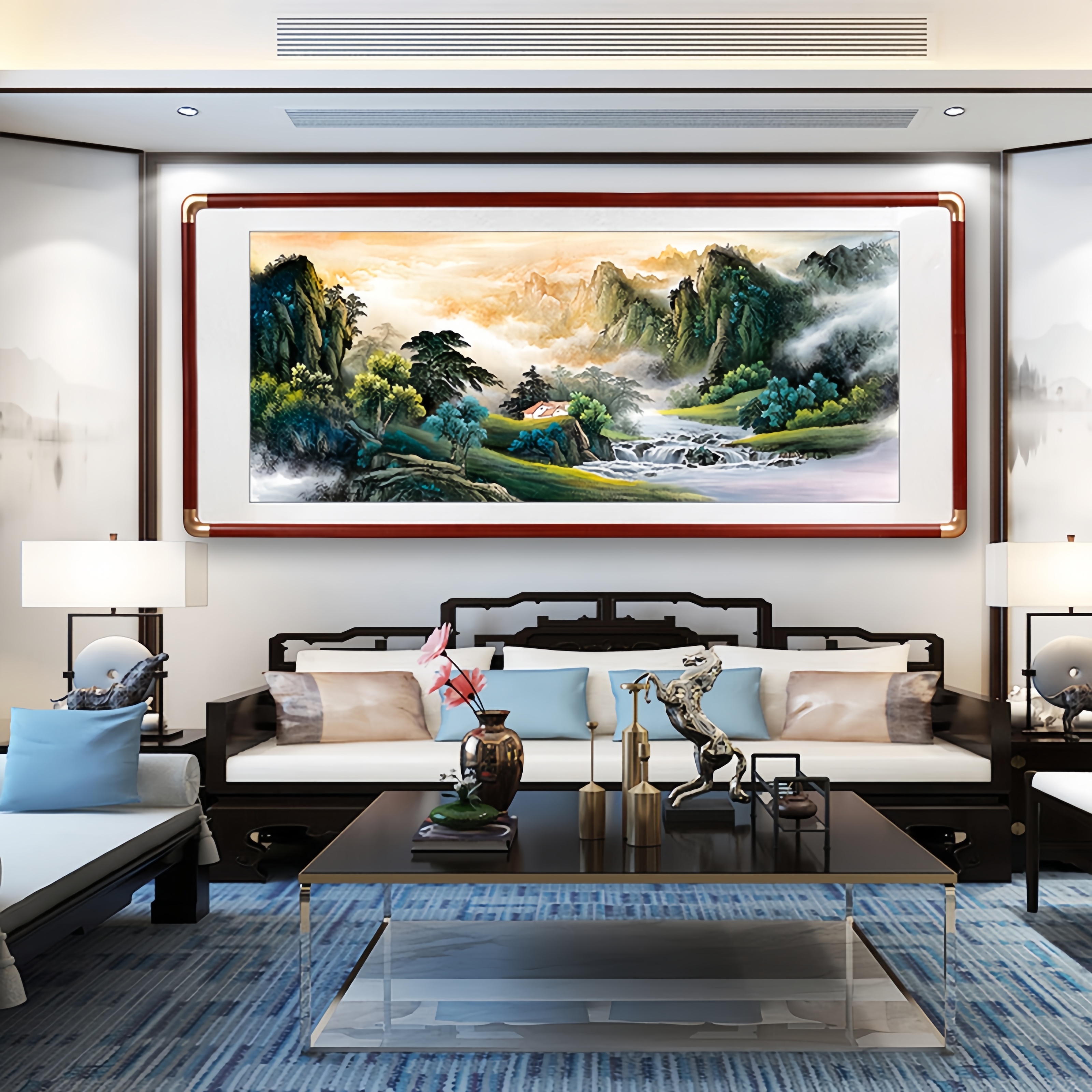 聚宝盆源远流长山水画风水客厅