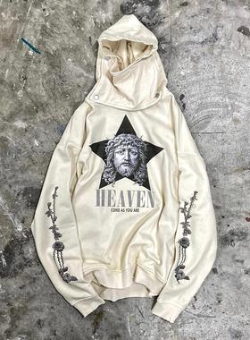 False Perception  圣手面罩连帽卫衣 水洗磨损破坏乳白色